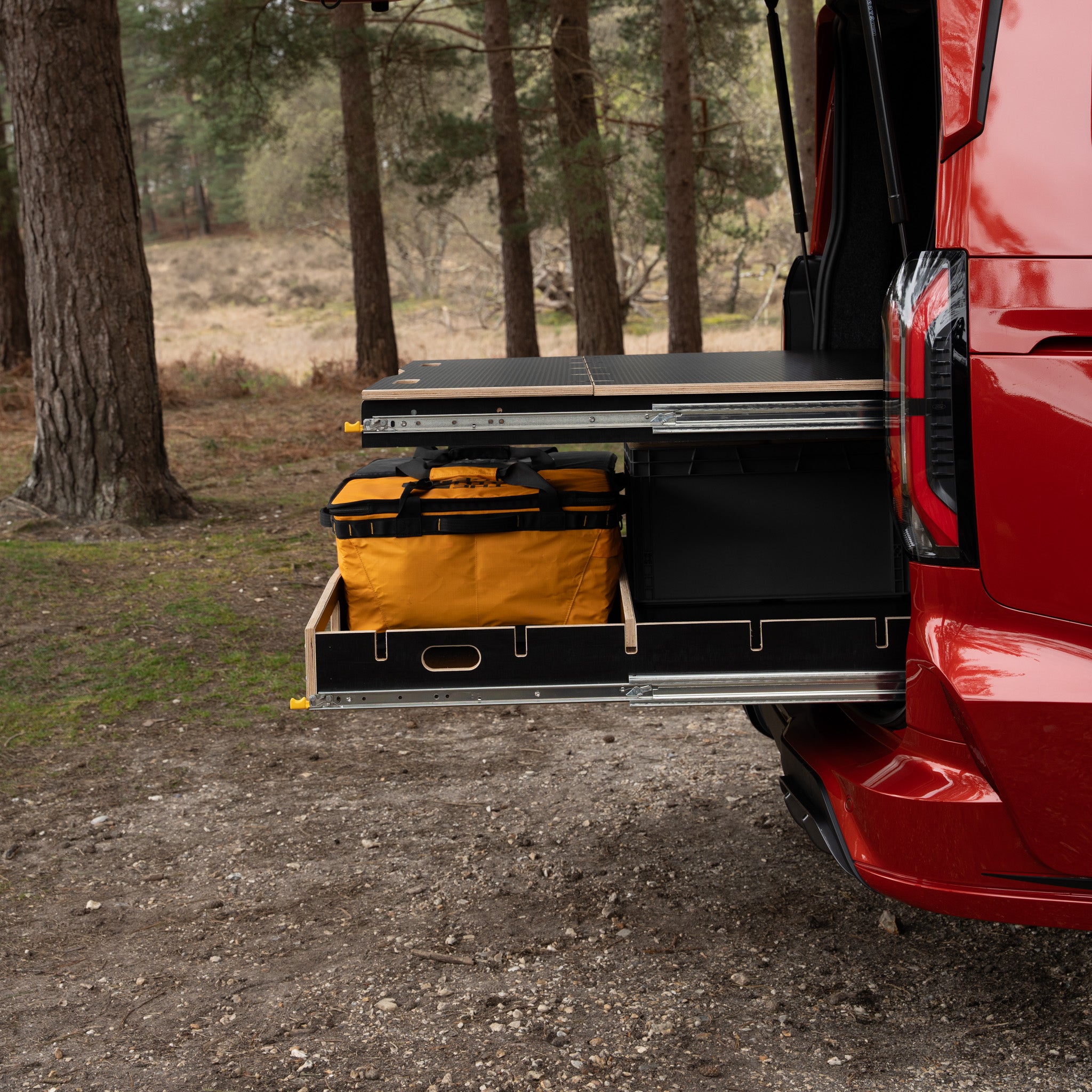KombiBuilt Modular Van Drawer System – VW T7 &amp; Ford Transit Custom (2024+)